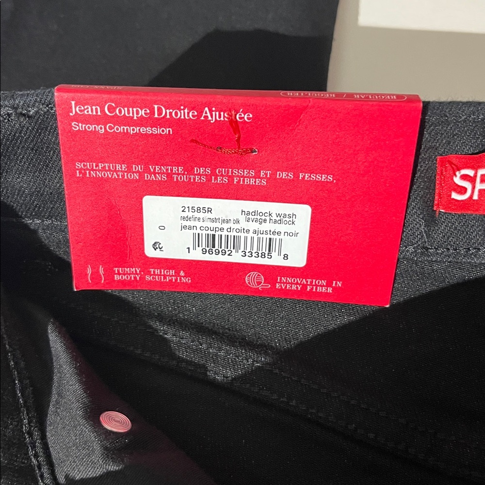 Spanx SPANXsculpt ReDefine Slim Straight Jeans sz 0 NEW! Black Denim - Picture 3 of 10